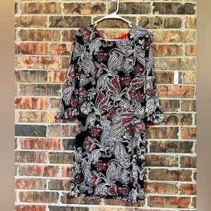 Liz Claiborne Red Black Floral Long Sleeve Dress Women’s Size: 6